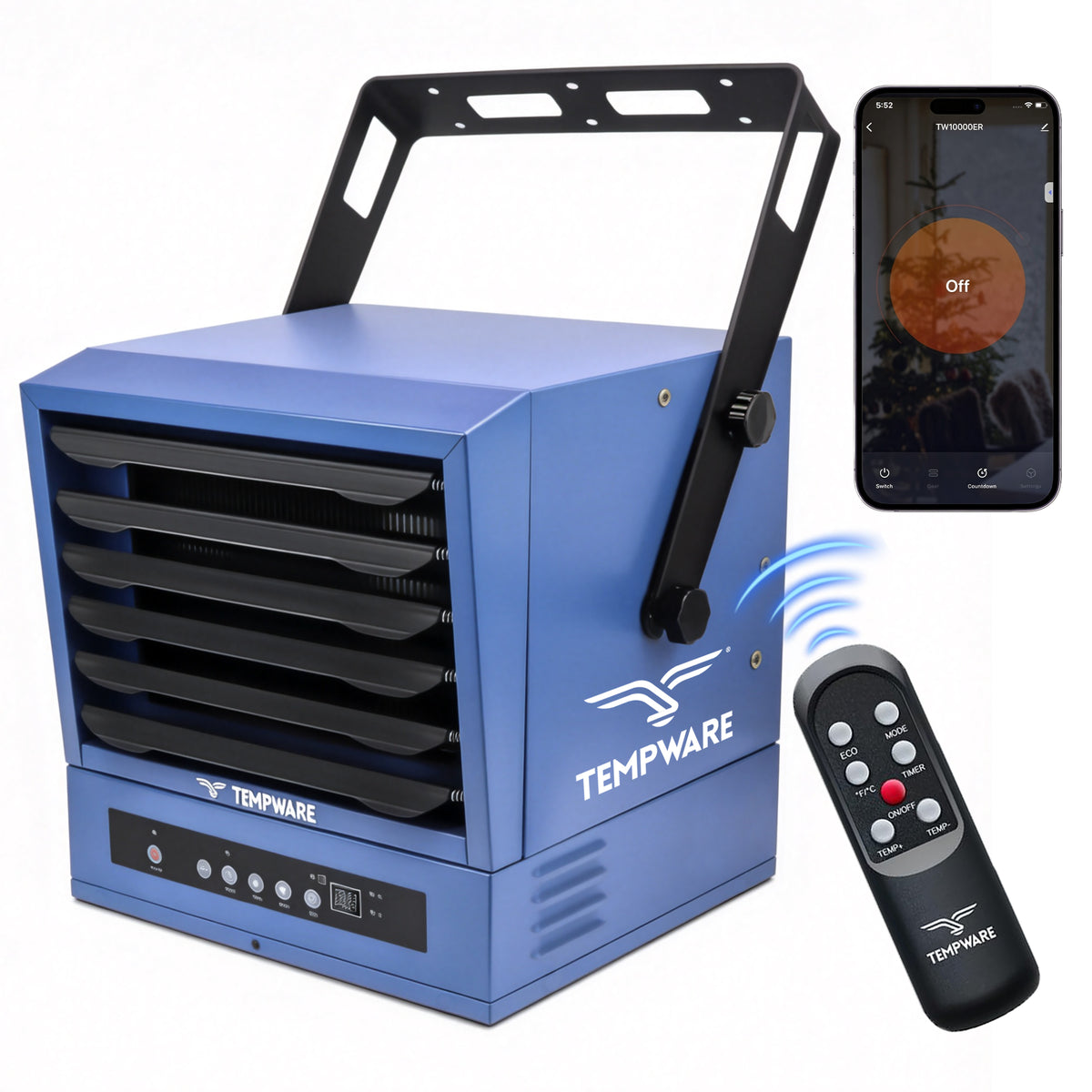 10000W Powerful Hardwired Industrial Heater for Garage with APP & Remote Control