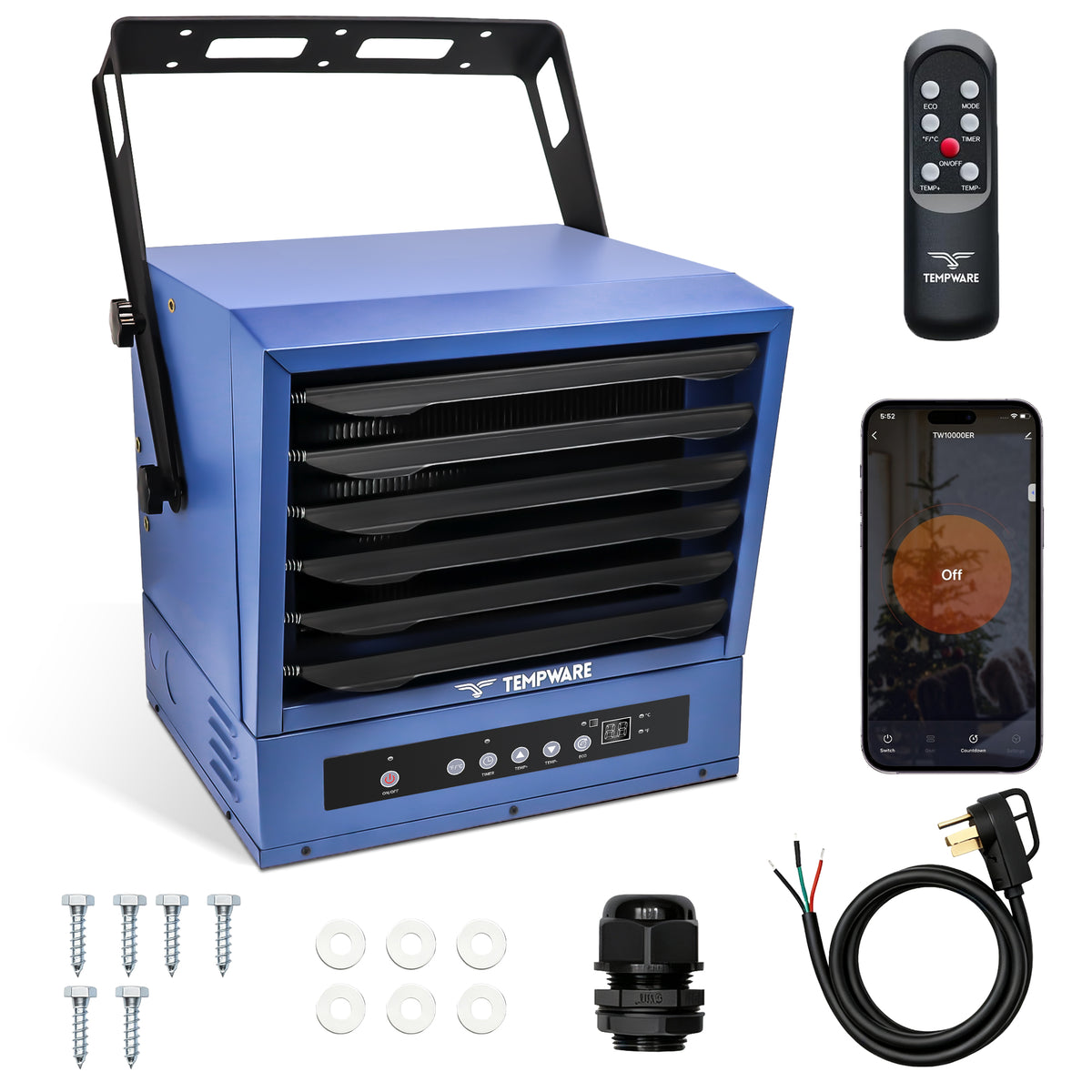 10000W WiFi & Remote Control Heavy-duty Heater with Power Cord