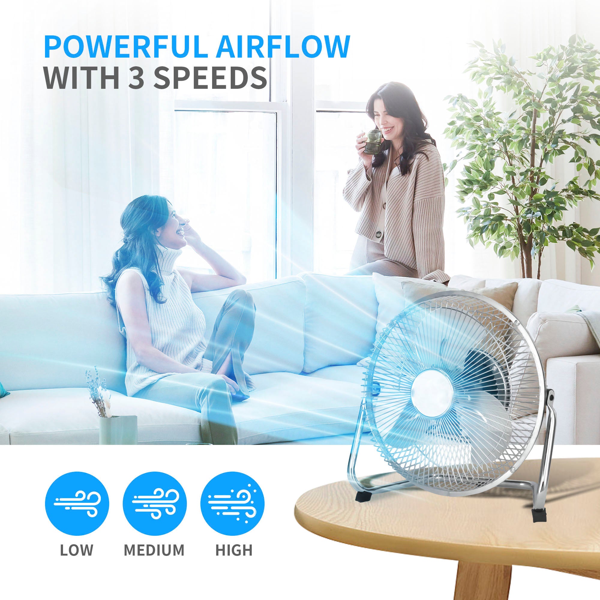 Lightweight 9" All Metal Table Fan with Adjustable Tilt