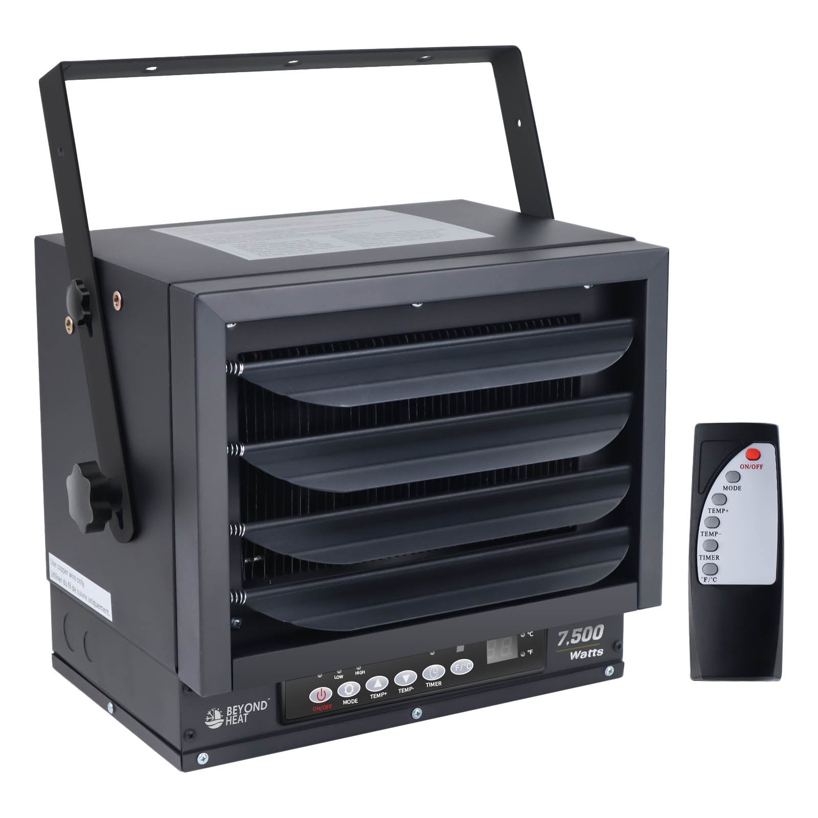 BEYOND HEAT Garage Heater, 7500W Heater for Garage with Full-Function Remote, 12-Hour Timer, Adjustable Thermostat, Overheat Protection for Garage, Workshop and Warehouse