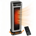 Voice Pilot 23“ Oscillating Tower Space Heater with Offline Voice Control, Favorite Setting, Cool-Touch Grille, Tip-Over Alarm & Shutoff, Braille Tactile Buttons, 8H Timer, Silver Grey