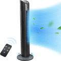BEYOND BREEZE Tower Fan with Remote, 90° Oscillating Bladeless Fan, 36 Inch, Quiet with 3 Speeds, 8H Timer, 3 Modes, Black Indoor Floor Fans for Home Bedroom Office Room