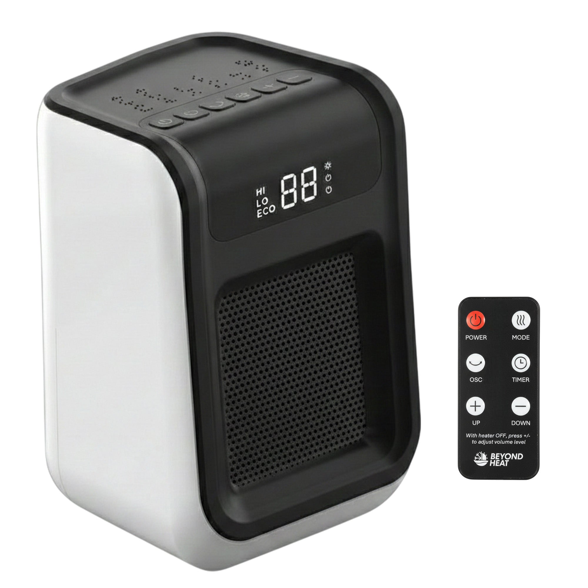 1500W Ceramic Space Heater with Remote for Blind or Disabled persons, Portable Electric Heater with Patented Tip-Over Alarm and Overheat Protection, Safe for Indoor Use Office Bedroom