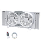 BEYOND BREEZE 9 Inch Dual Window Fan with 3-Speed Reversible Airflow Blades, 3-Function Expandable Twin Window Fan with Remote Control
