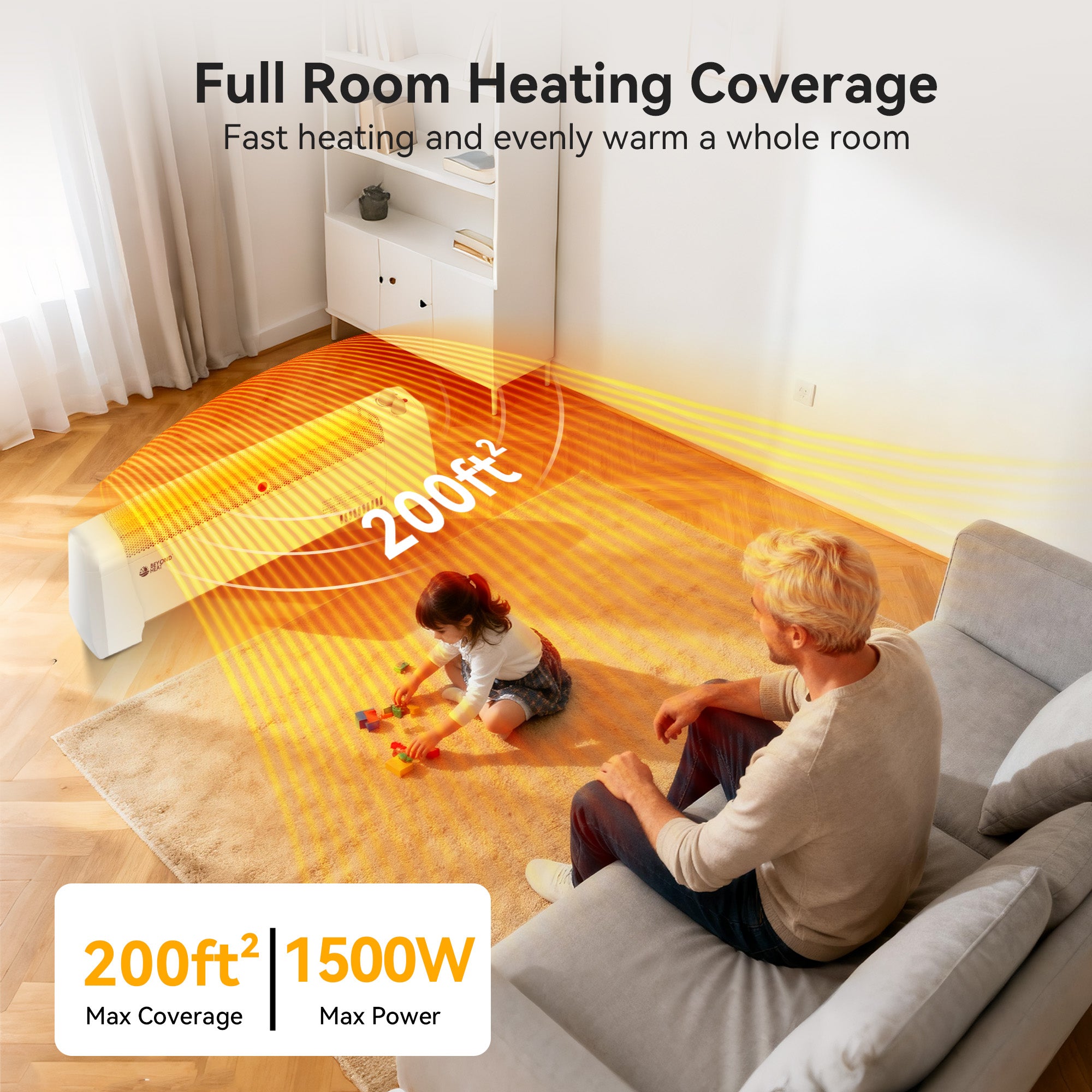 1500W Electric Baseboard Heater with Adjustable Thermostat