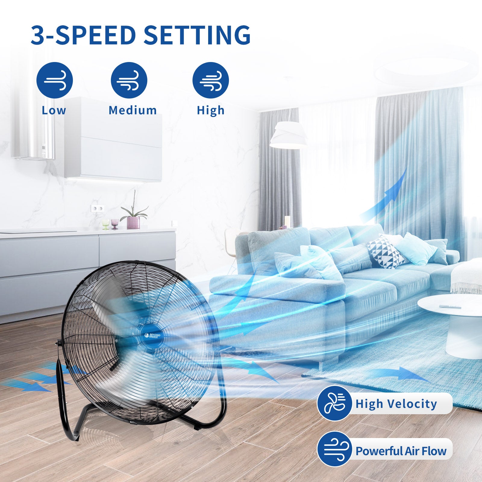 Versatile 20 Inch Heavy Duty Metal Cradle Floor Fans with 360° Tilt