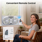 BEYOND BREEZE 9 Inch Dual Window Fan with 3-Speed Reversible Airflow Blades, 3-Function Expandable Twin Window Fan with Remote Control