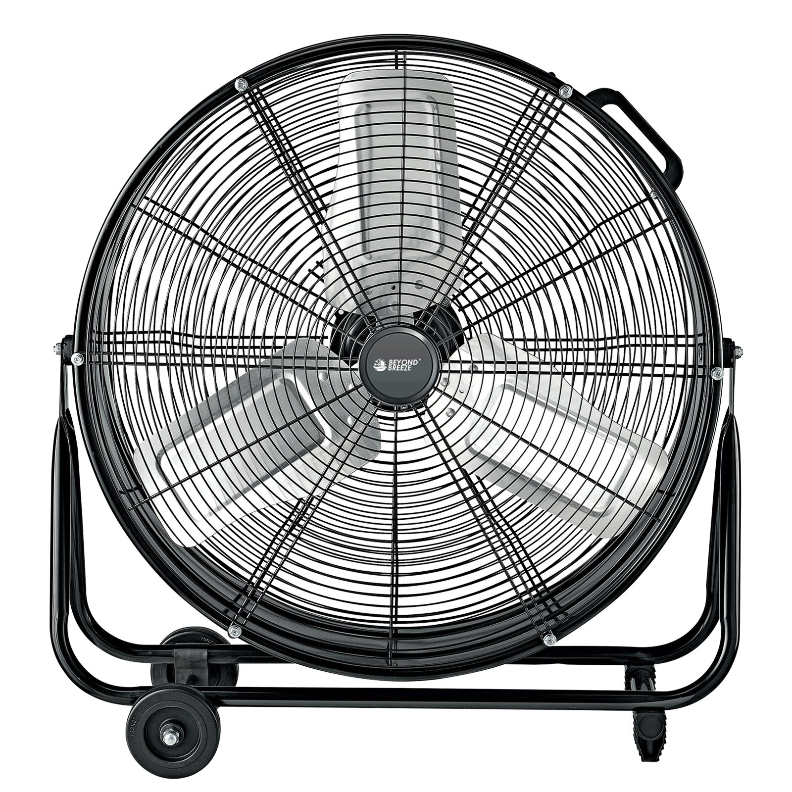 BEYOND BREEZE 24 inch High Velocity Industrial Drum Fan, 2-Speed Heavy Duty Metal Shop Fan with Aluminum Blades and 180-Degree Adjustable Tilt for Warehouse, Workshops, Garage, Factory and Basement
