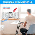 BEYOND BREEZE 9 inch Blades Twin Window Fan, 3-Speed 3-Function Expandable Dual Window Fan with Reversible Airflow Blades and Remote Control for Kitchen, Home, Bathroom, Width Adjustable