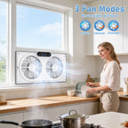 BEYOND BREEZE Window Fan 9 Inch Reversible Airflow with Timer and Bug Screen, 3 Speeds & 3 Modes with Exhaust and Intake, Adjustable Width From 23.5" to 37", Remote Control