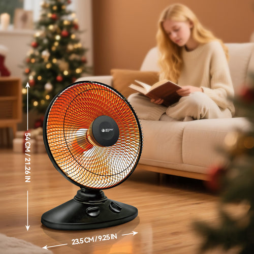 1,000-Watt Indoor Parabolic Dish Space Heater with 70-degree Wide Oscillation, Tip Over & Overheat Protection