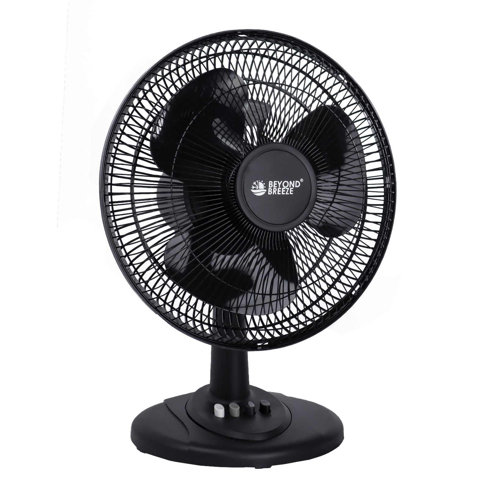 Black Grille 12" Oscillating Table Fan with Adjustable Speed Setting