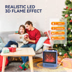 Compact Electric Fireplace Heater with Realistic Flame Effect