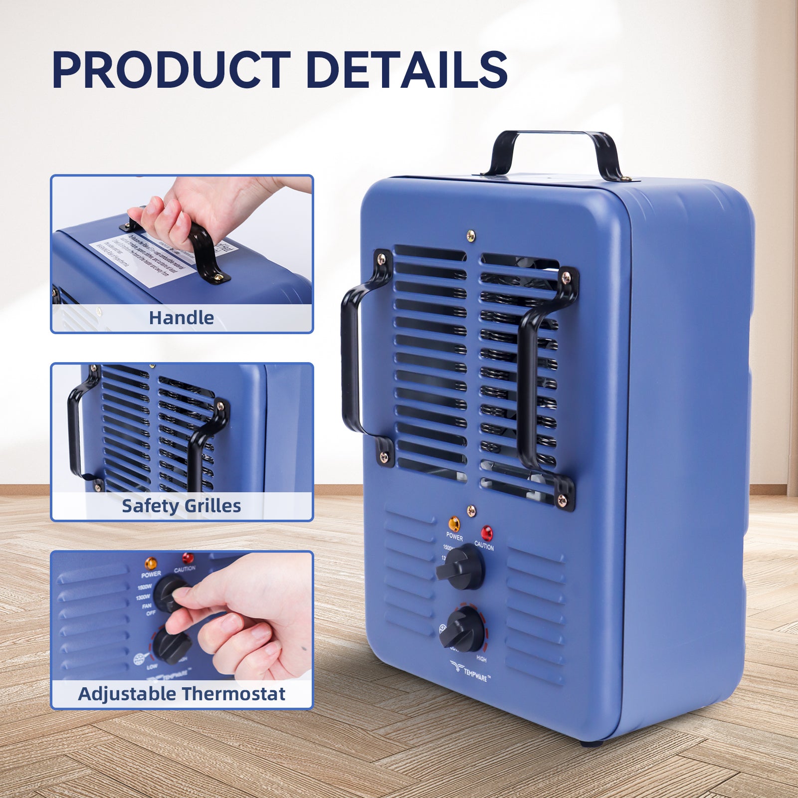 Vintage Blue Instant Heating Milkhouse Heater with Portable Designs