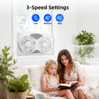 BEYOND BREEZE 9 Inch Dual Window Fan with 3-Speed Reversible Airflow Blades, 3-Function Expandable Twin Window Fan with Remote Control