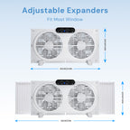 BEYOND BREEZE Window Fan 9 Inch Reversible Airflow with Timer and Bug Screen, 3 Speeds & 3 Modes with Exhaust and Intake, Adjustable Width From 23.5" to 37", Remote Control