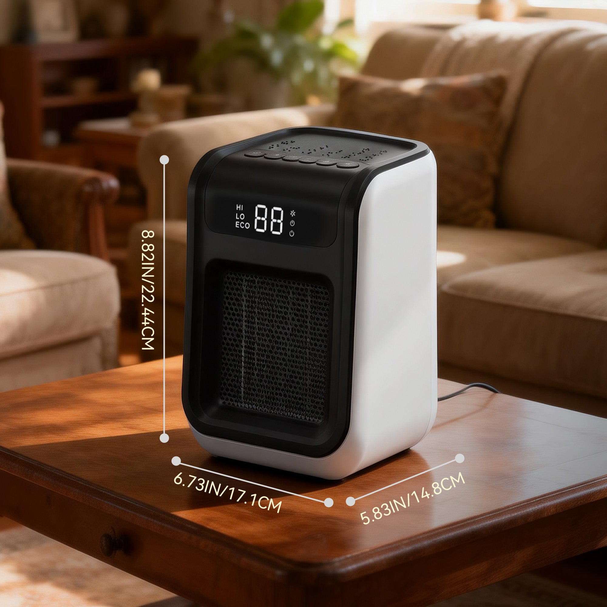 1500W Ceramic Space Heater with Remote for Blind or Disabled persons, Portable Electric Heater with Patented Tip-Over Alarm and Overheat Protection, Safe for Indoor Use Office Bedroom