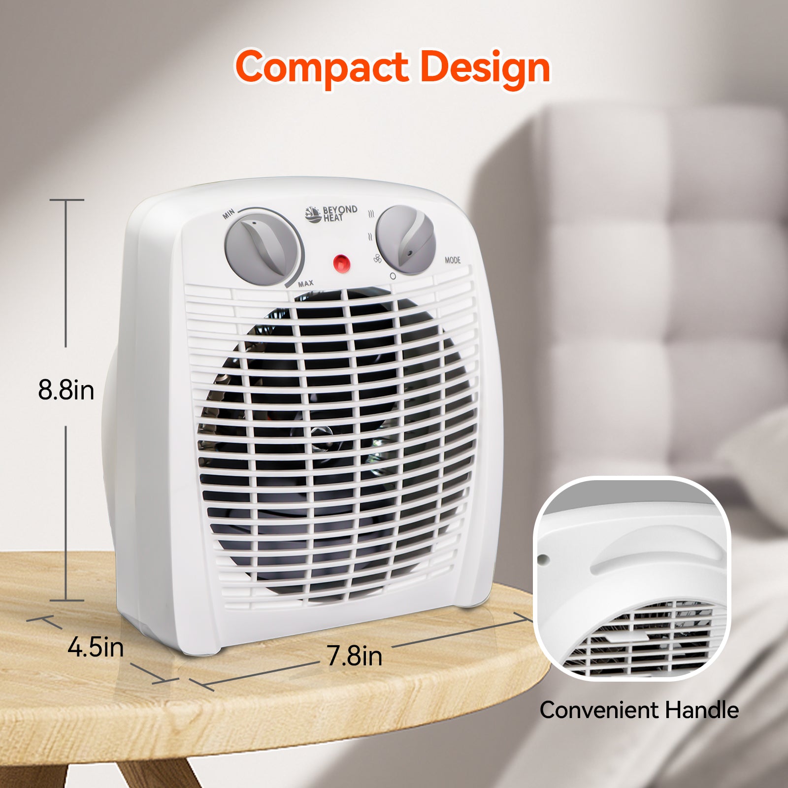 2 In 1 Portable Desk Heater Fan Combo for Personal Use
