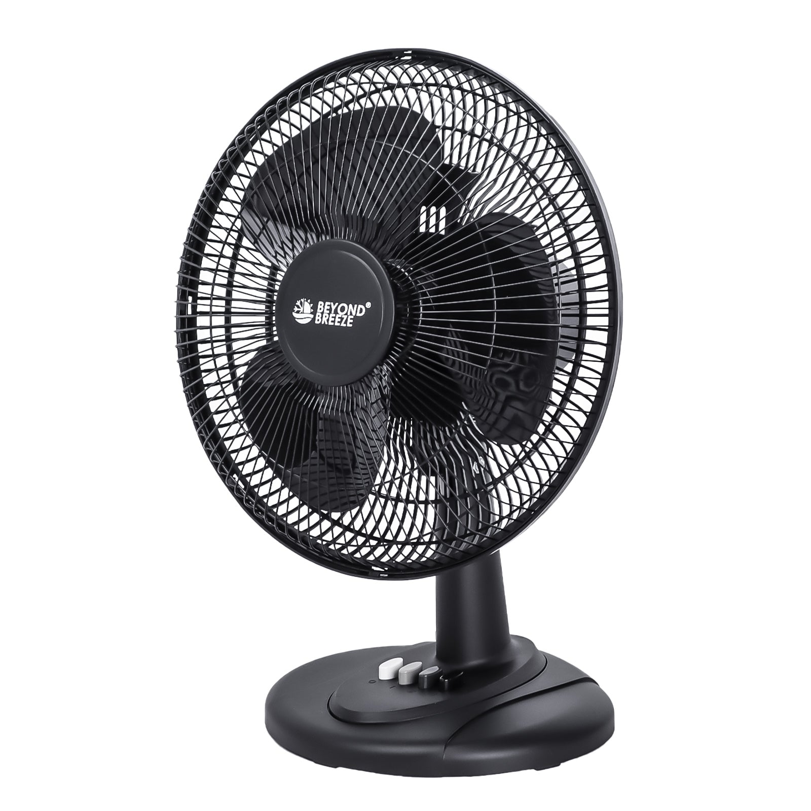 Black Grille 12" Oscillating Table Fan with Adjustable Speed Setting