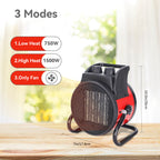 BEYOND HEAT Portable Space Heater, 1500W Electric Heater with Ceramic Heater Element and Overheat Protection, Small Space Heater for Office Garage Indoor Use, Red