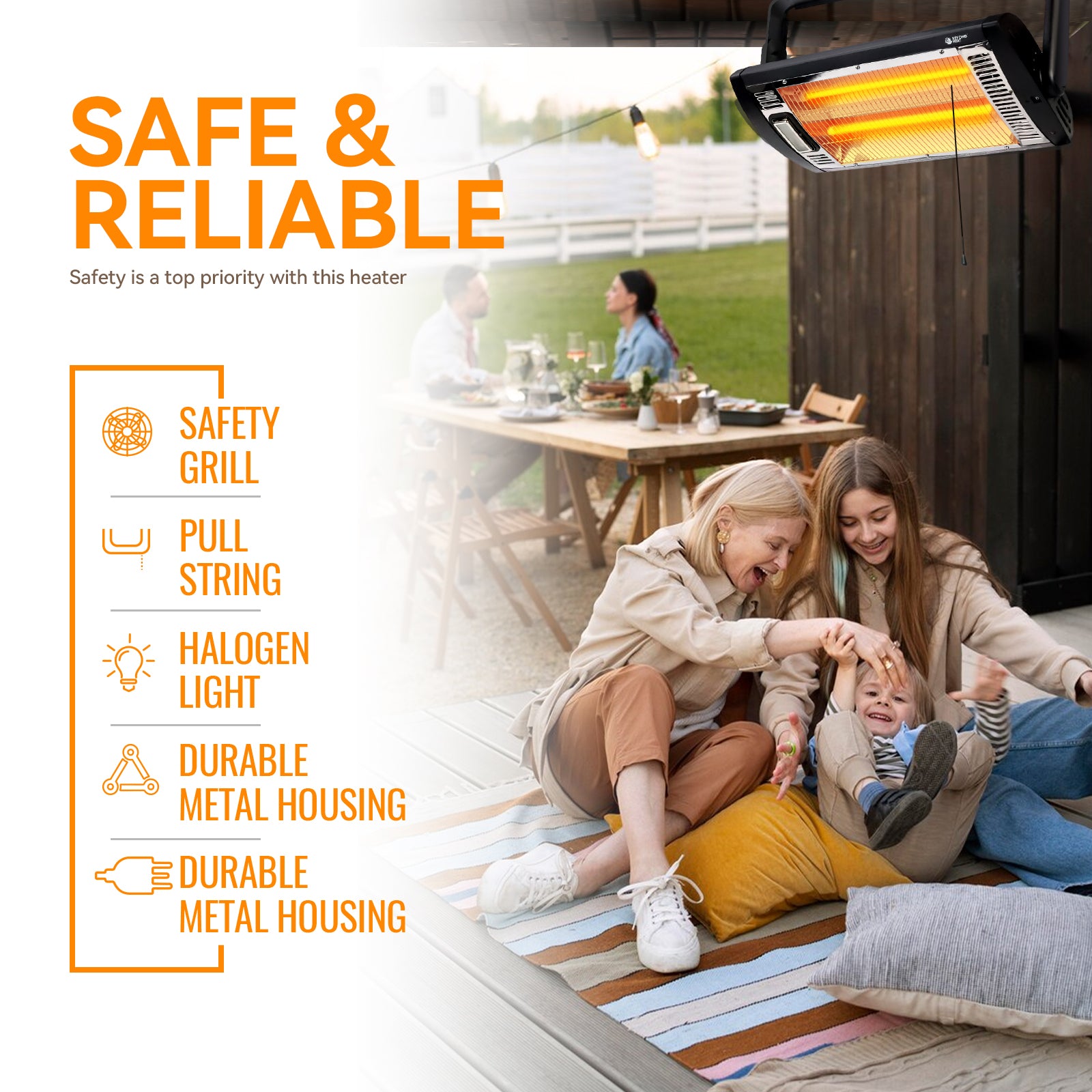 Adjustable Wall Mounted Quartz Heater for Garage
