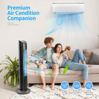 BEYOND BREEZE Tower Fan with Remote, 90° Oscillating Bladeless Fan, 36 Inch, Quiet with 3 Speeds, 8H Timer, 3 Modes, Black Indoor Floor Fans for Home Bedroom Office Room