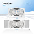 BEYOND BREEZE 9 inch Blades Twin Window Fan, 3-Speed 3-Function Expandable Dual Window Fan with Reversible Airflow Blades and Remote Control for Kitchen, Home, Bathroom, Width Adjustable