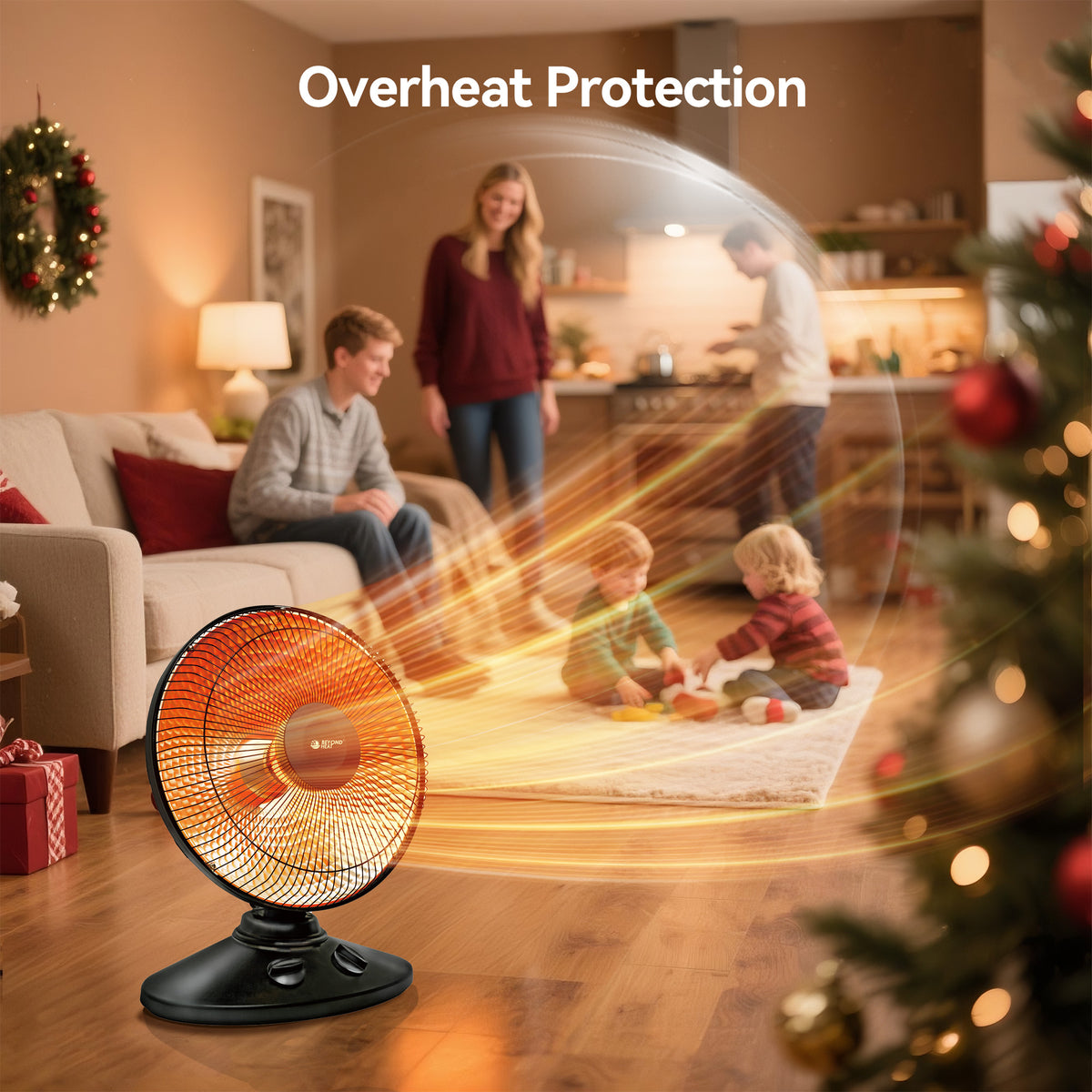 1,000-Watt Indoor Parabolic Dish Space Heater with 70-degree Wide Oscillation, Tip Over & Overheat Protection