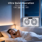BEYOND BREEZE Window Fan 9 Inch Reversible Airflow with Timer and Bug Screen, 3 Speeds & 3 Modes with Exhaust and Intake, Adjustable Width From 23.5" to 37", Remote Control