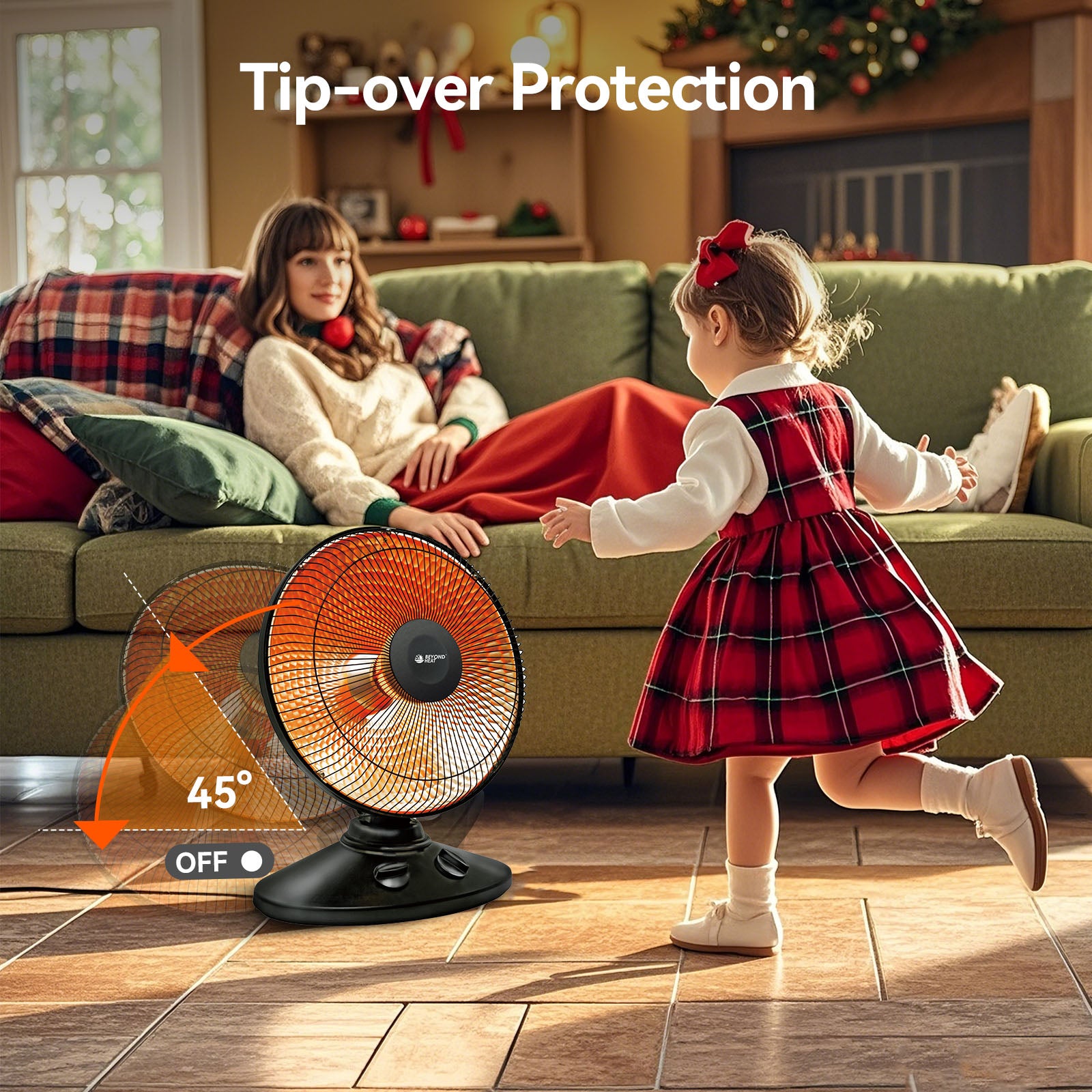 Oscillating Radiant Dish Heater with Protection System