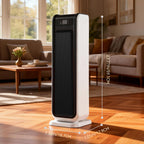 Oscillating Ceramic Tower Heater for Blind Disabled Persons, 1500W Electrical Space Heater with Remote, Voice Control and Digital Thermostat for Home and Office Use