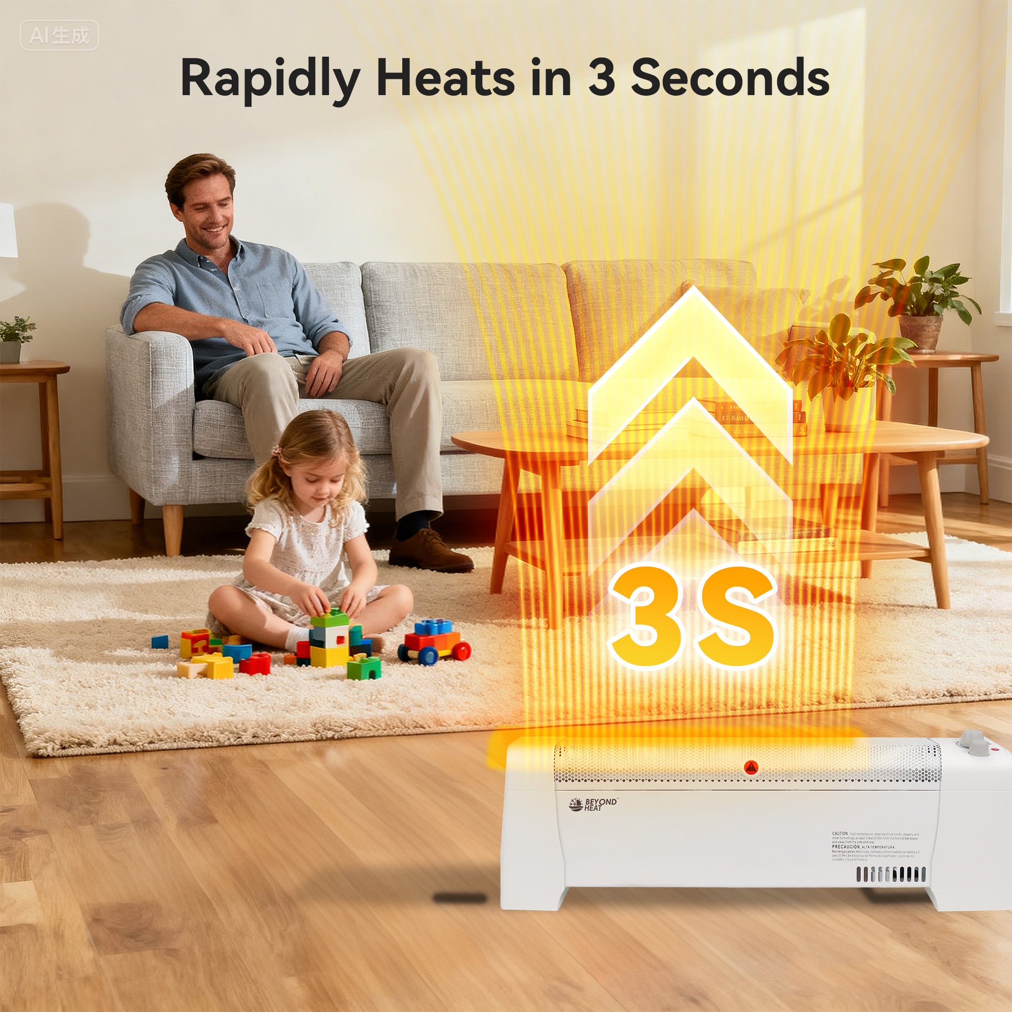1500W Electric Baseboard Heater with Adjustable Thermostat