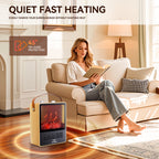 Compact Electric Fireplace Heater with Realistic Flame Effect