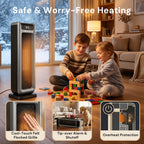 Voice Pilot™ 23" Oscillating Grey Tower Heater with Offline Voice Control