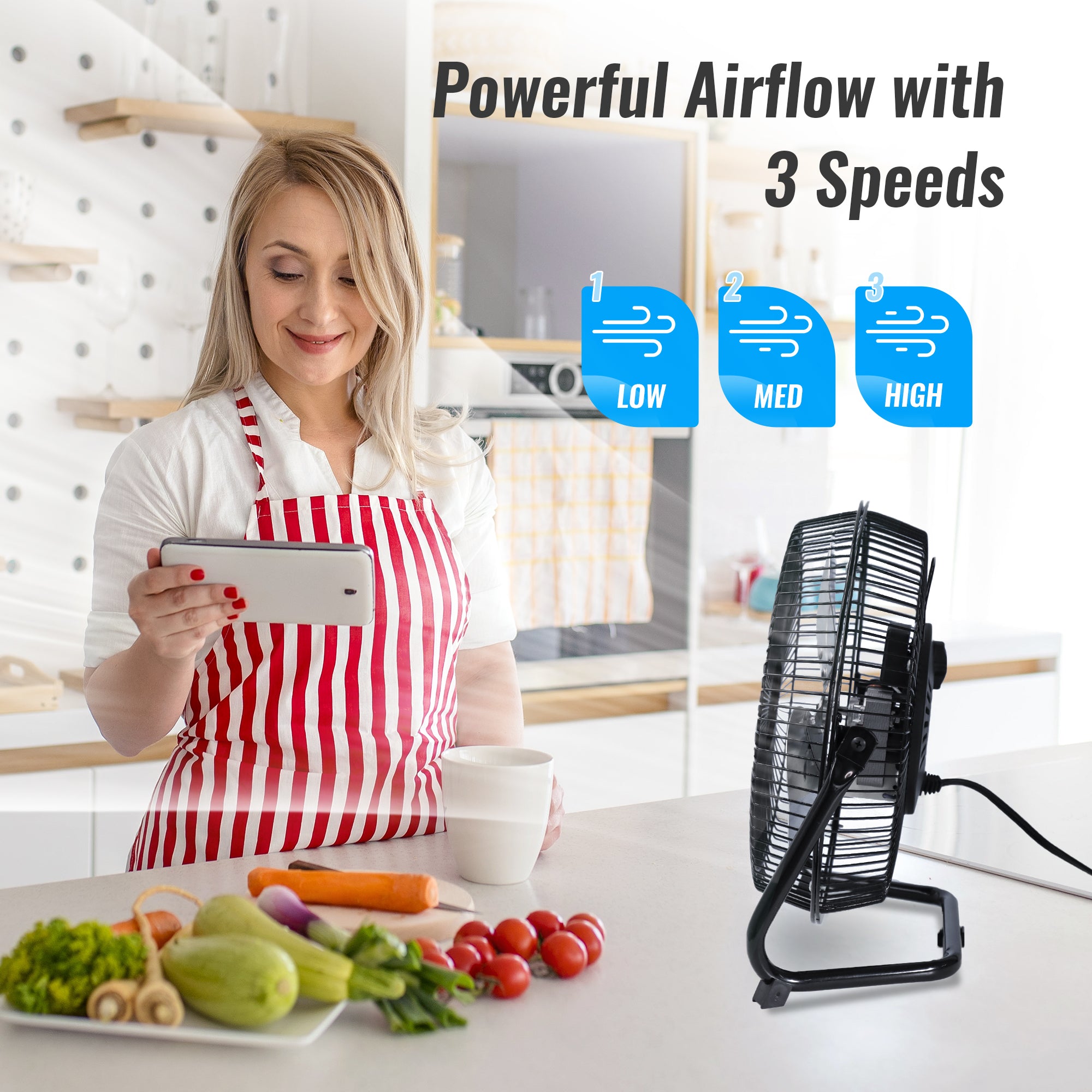 9 Inch All Metal Cradle Floor Fans with Adjustable Tilt