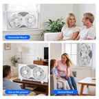 BEYOND BREEZE 9 Inch Dual Window Fan with 3-Speed Reversible Airflow Blades, 3-Function Expandable Twin Window Fan with Remote Control
