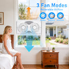 BEYOND BREEZE 9" Twin Window Fan with Reversible Airflow, 3-Speed Expandable Exhaust Fan with Remote Control for Home and Kitchen