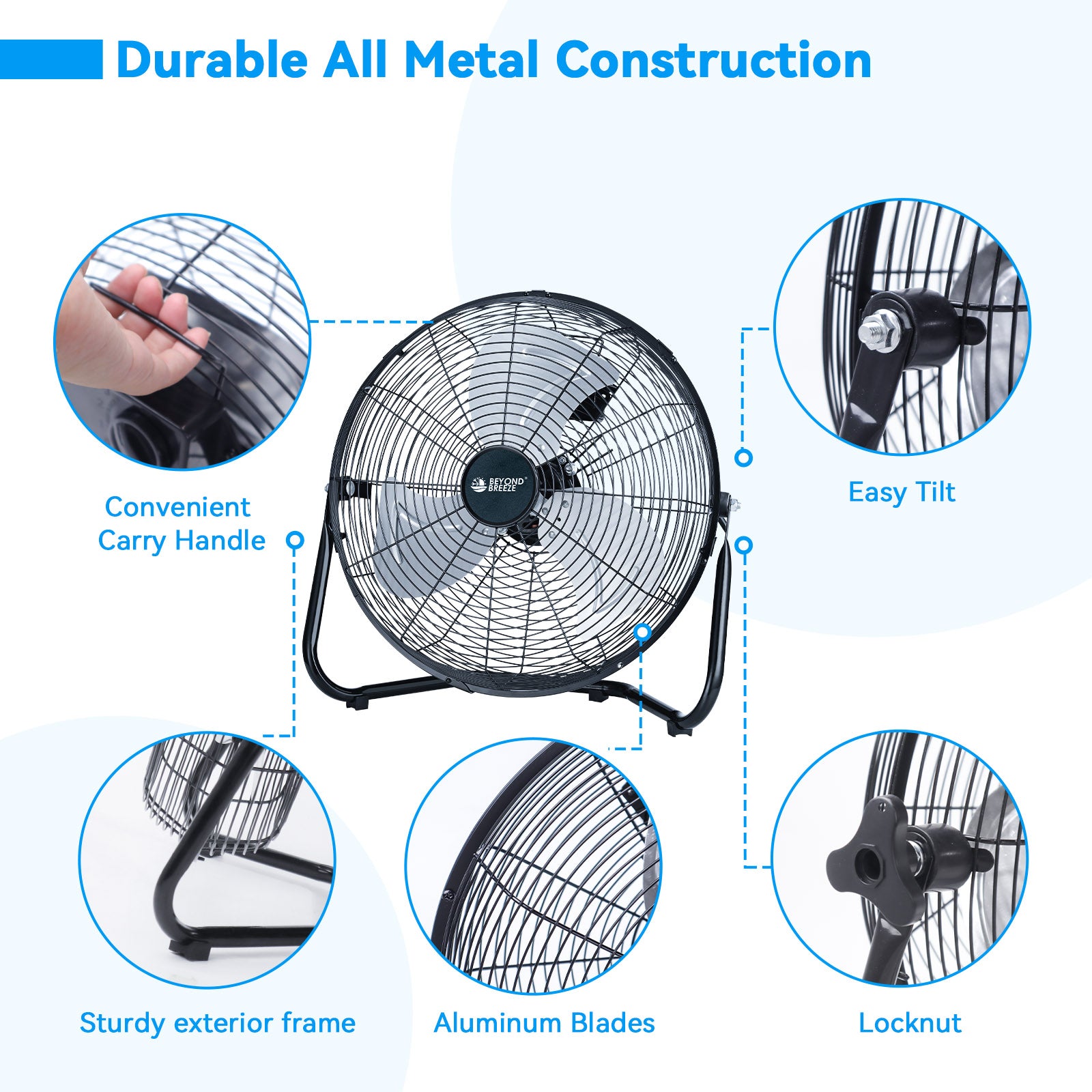 14" Flexible Industrial Floor Fans with Heavy-Duty Design