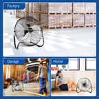 Versatile 20 Inch Heavy Duty Metal Cradle Floor Fans with 360° Tilt