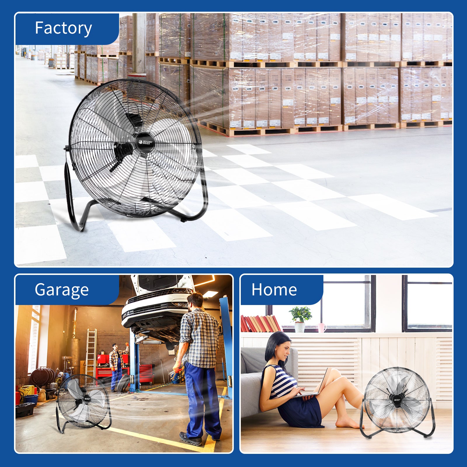 Versatile 20 Inch Heavy Duty Metal Cradle Floor Fans with 360° Tilt