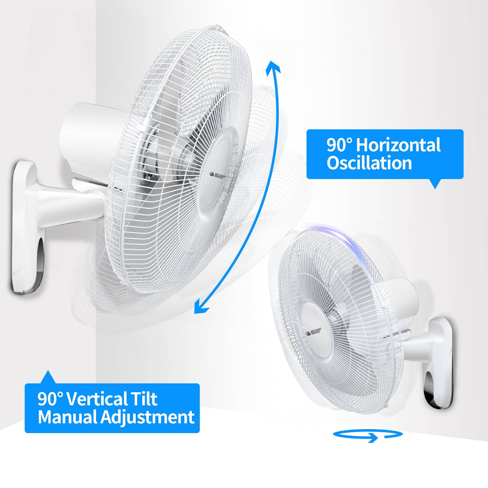 Wall Mount Oscillating Fan with Remote Control