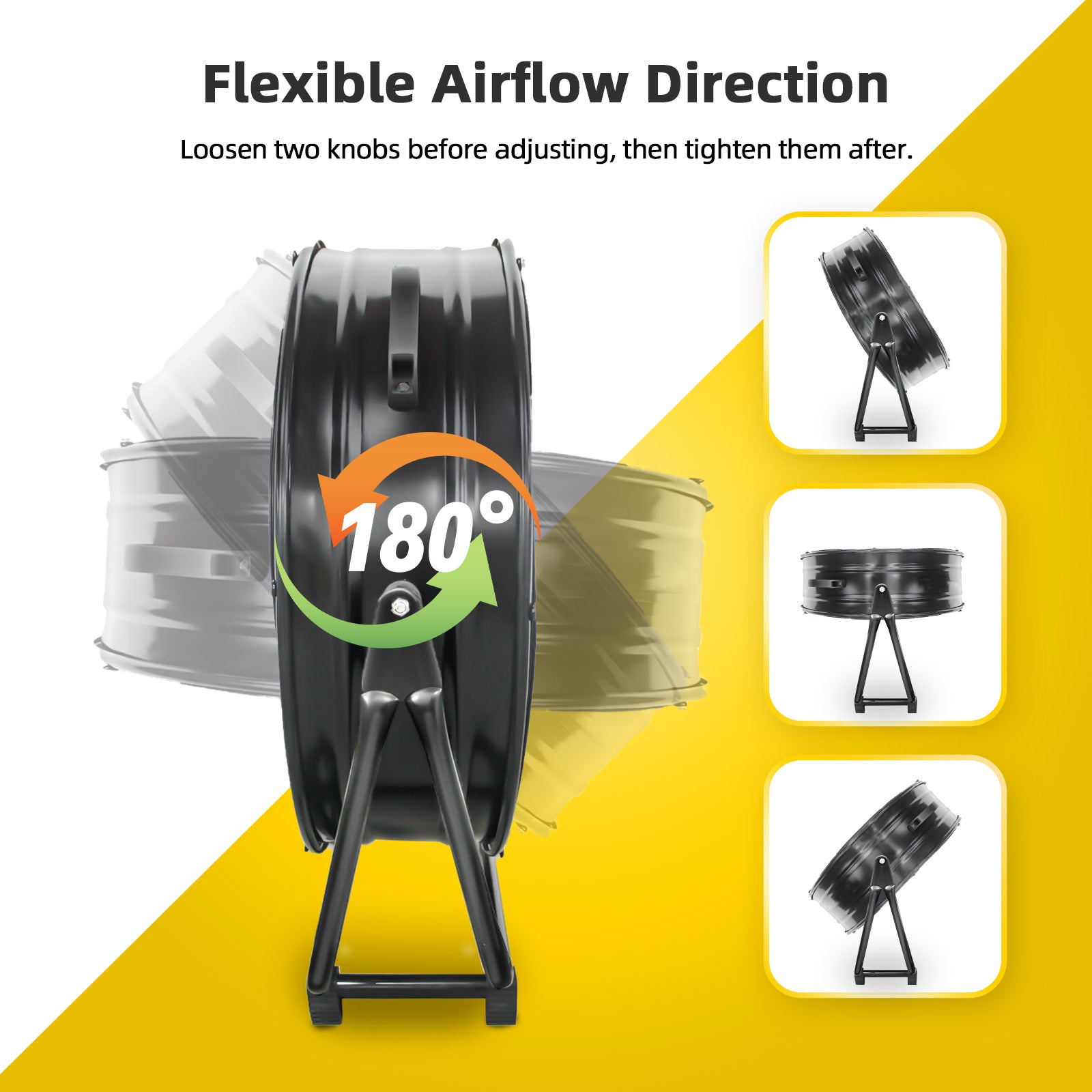 BEYOND BREEZE 24 inch High Velocity Industrial Drum Fan, 2-Speed Heavy Duty Metal Shop Fan with Aluminum Blades and 180-Degree Adjustable Tilt for Warehouse, Workshops, Garage, Factory and Basement