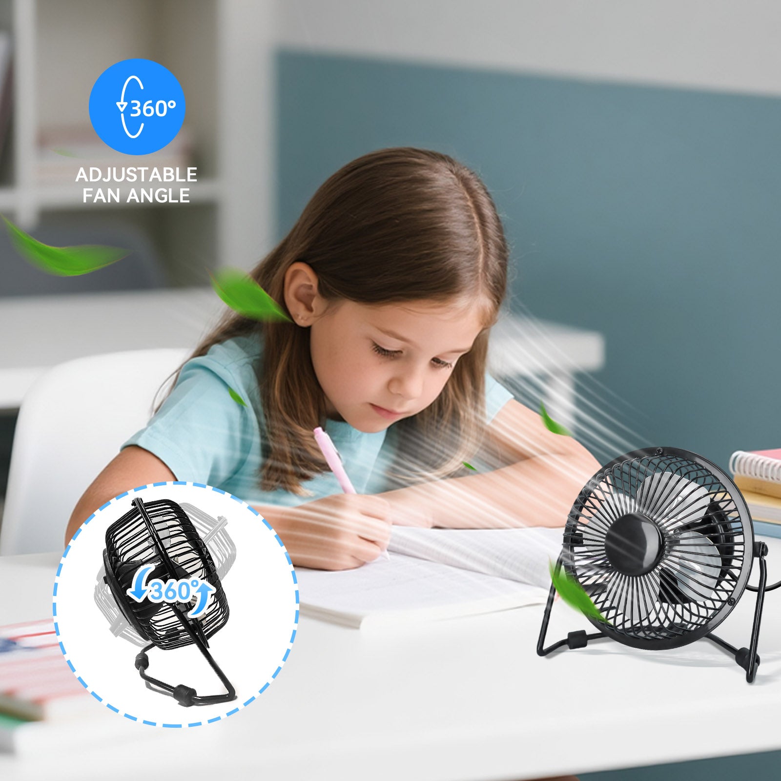 High Velocity Personal Desk Fan with Two Charging Options