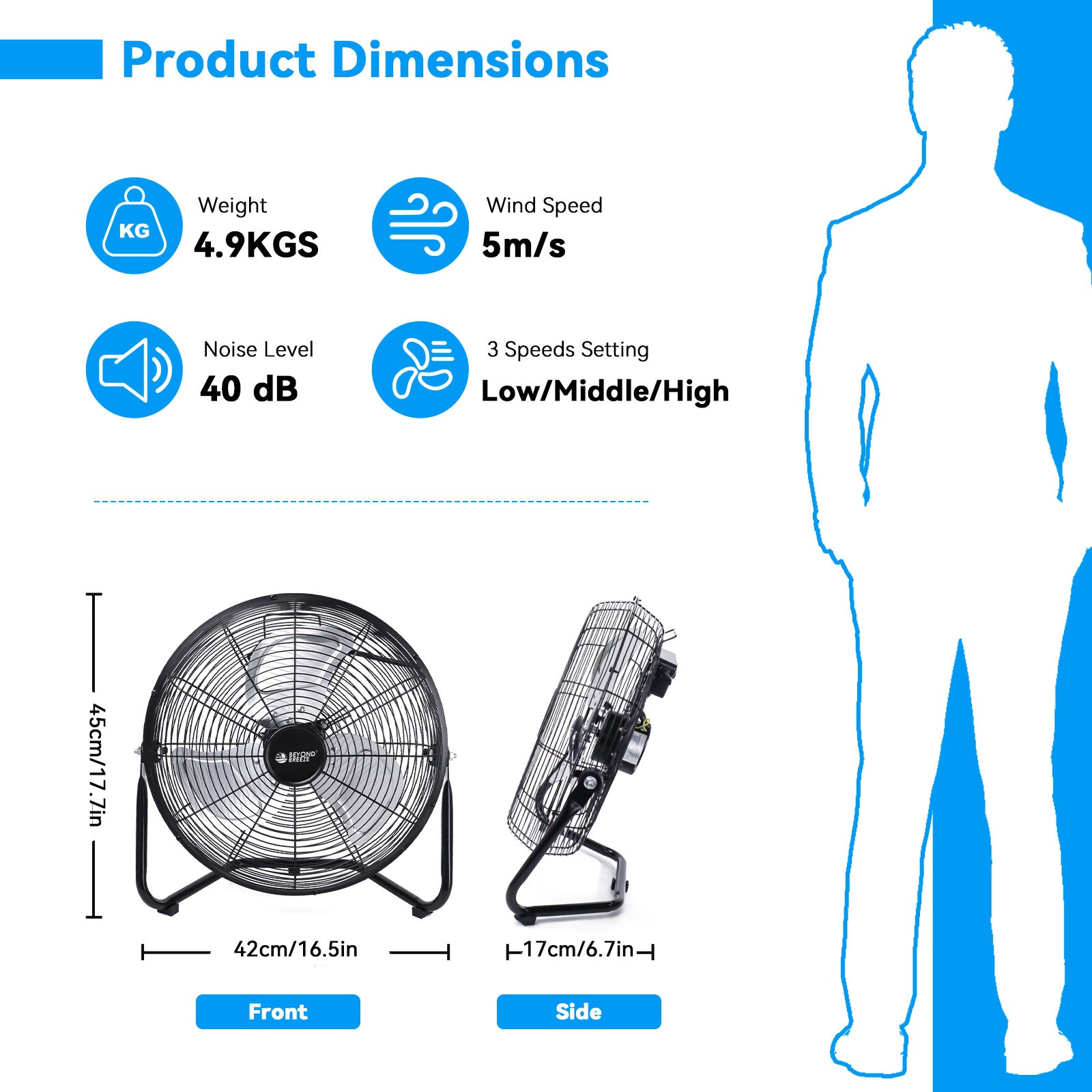 14" Flexible Industrial Floor Fans with Heavy-Duty Design