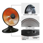 1,000-Watt Indoor Parabolic Dish Space Heater with 70-degree Wide Oscillation, Tip Over & Overheat Protection