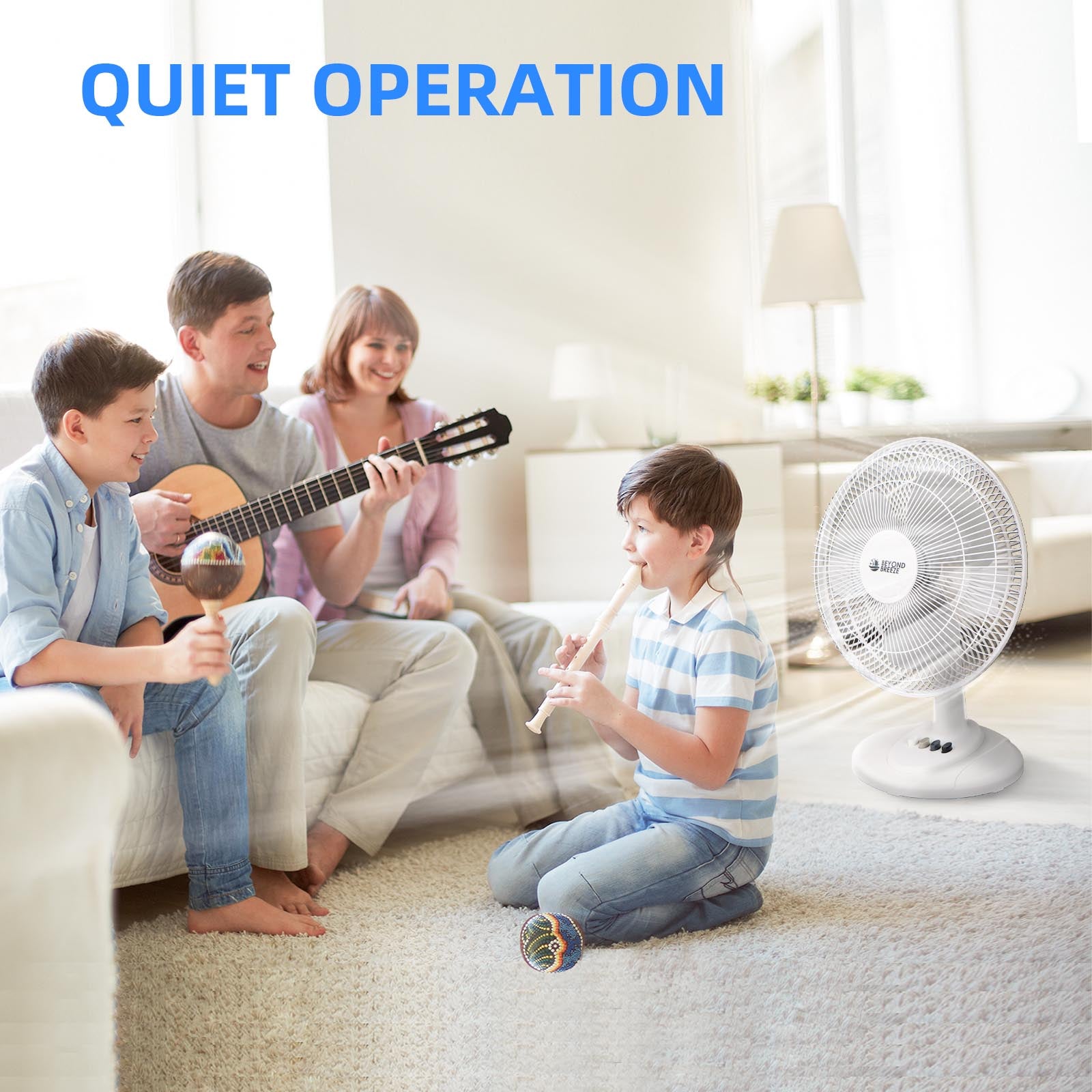 Concise Oscillating Table Fan with Flexible Tilt & Safety Grill