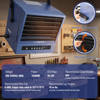 10000W Powerful Hardwired Industrial Heater for Garage with APP & Remote Control