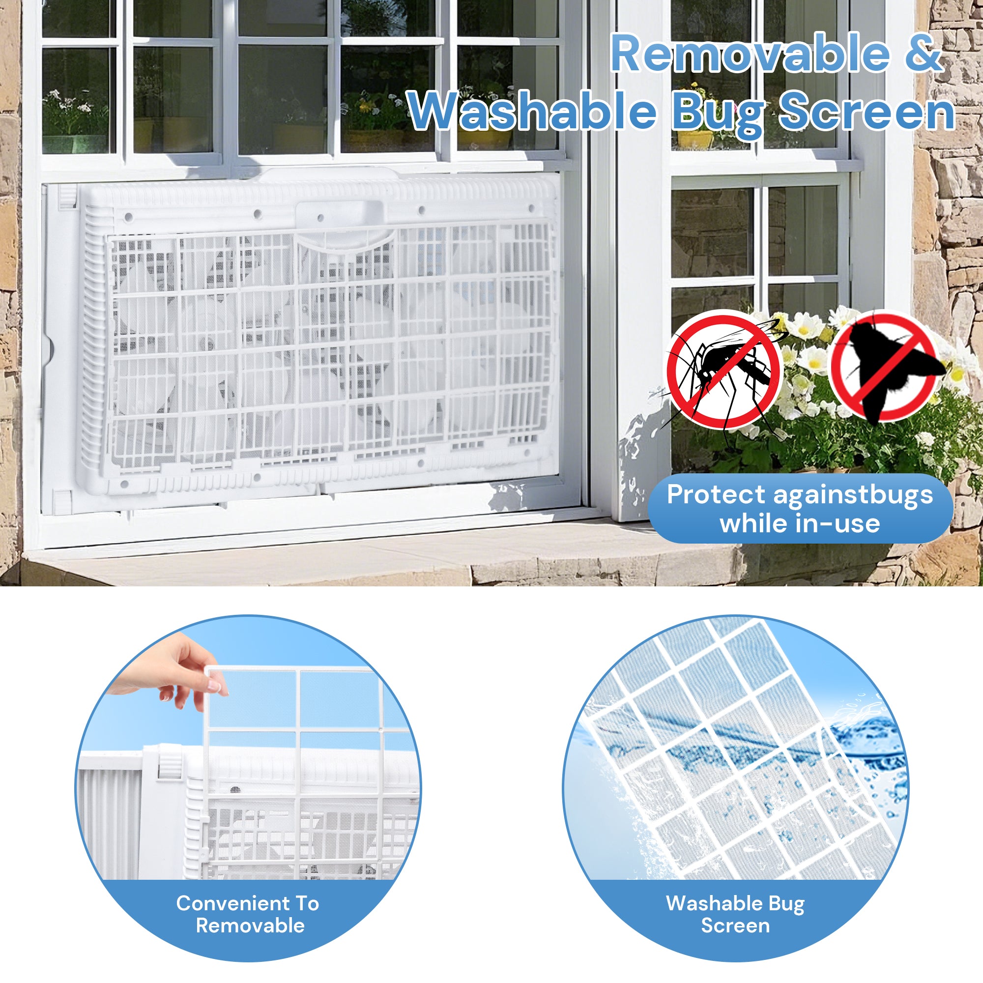 BEYOND BREEZE Window Fan 9 Inch Reversible Airflow with Timer and Bug Screen, 3 Speeds & 3 Modes with Exhaust and Intake, Adjustable Width From 23.5" to 37", Remote Control