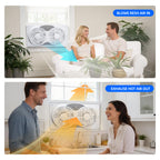 BEYOND BREEZE 9 Inch Dual Window Fan with 3-Speed Reversible Airflow Blades, 3-Function Expandable Twin Window Fan with Remote Control