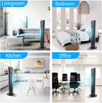 BEYOND BREEZE Tower Fan with Remote, 90° Oscillating Bladeless Fan, 36 Inch, Quiet with 3 Speeds, 8H Timer, 3 Modes, Black Indoor Floor Fans for Home Bedroom Office Room